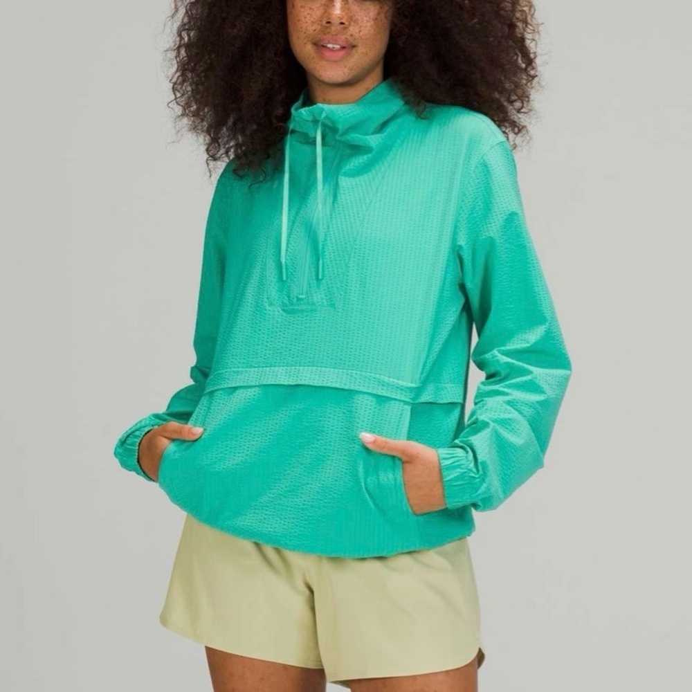 Lululemon Pack Light Pullover Jacket Paradise Green Sz 6 2021 Packable Half Zip